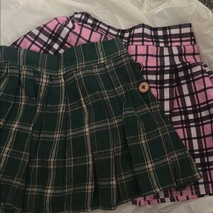 SHEIN Pink and Black Skater Mini Skirt